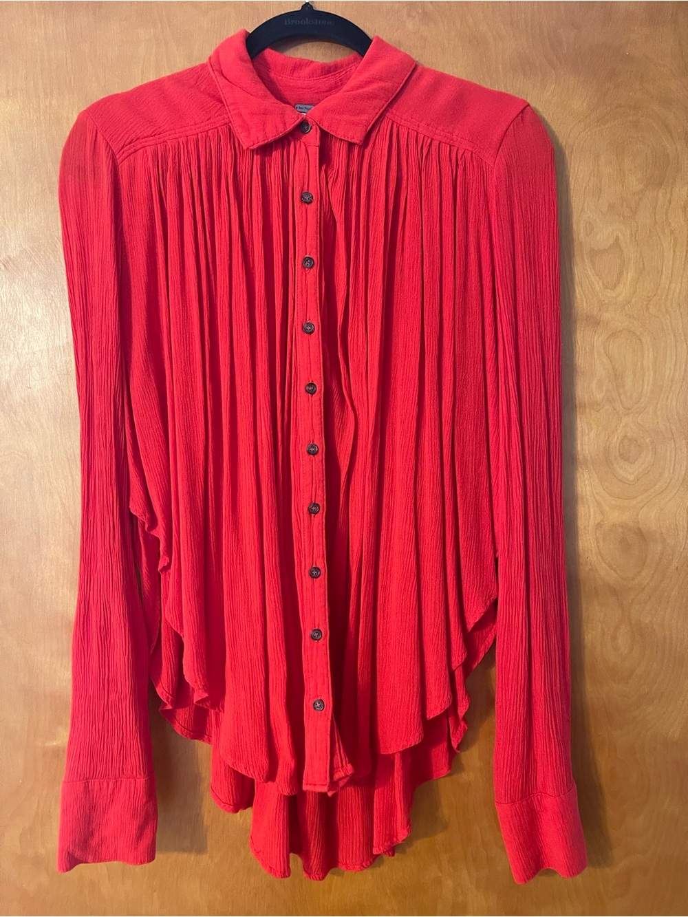 Free People Red Flowy Oversized Blouse